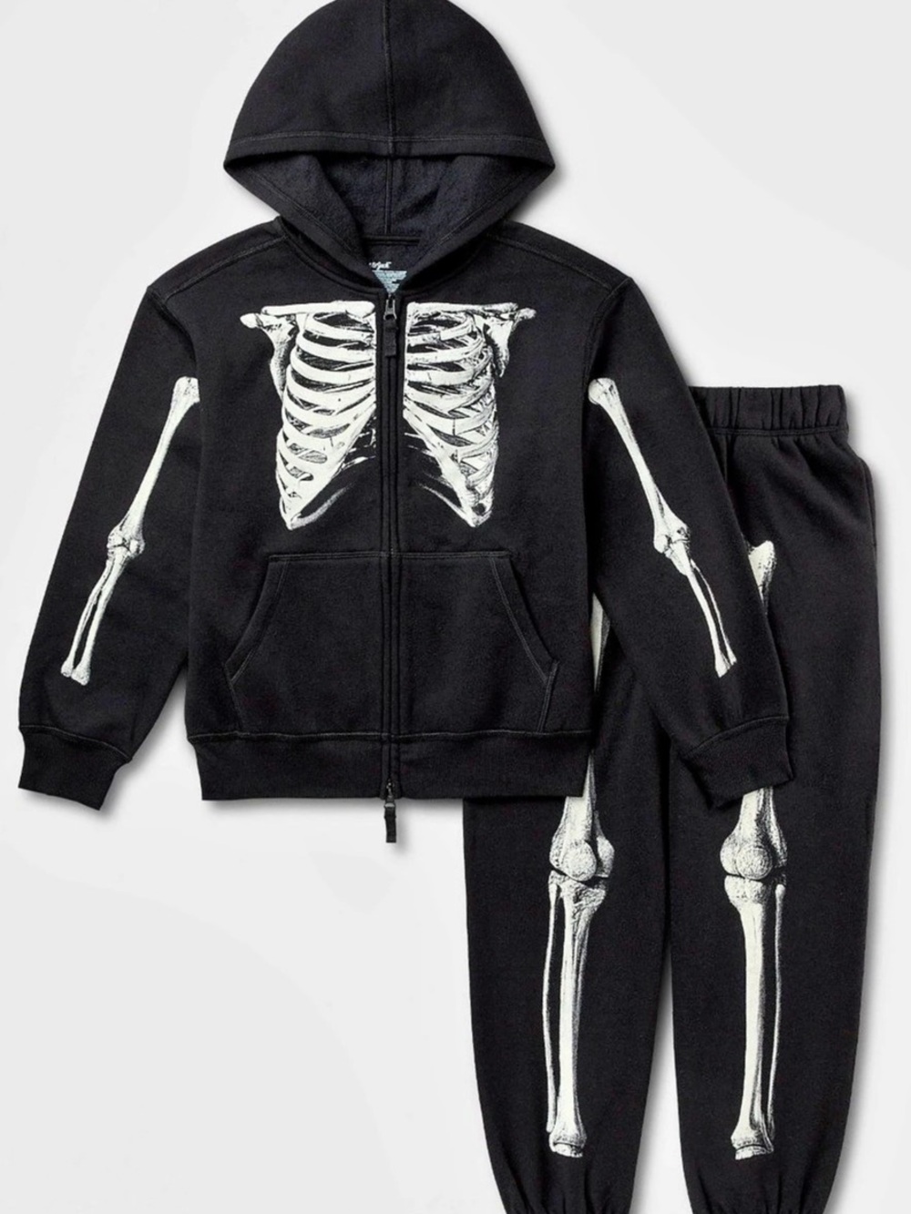Halloween Glow in the Dark Skeleton Fleece Sweat set- zip up & pants- SOLD OUT!!